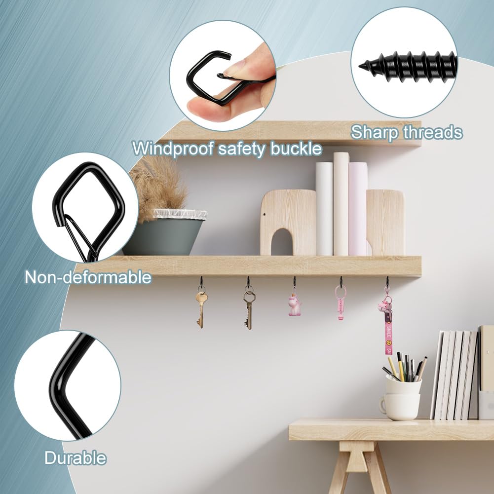 M5 Ganci Avvitabili, 20 Pezzi Ganci a Vite per Legno Vite a Gancio in Acciaio Inox, Ganci Da Soffitto, Viti ad Anello con Blocco di Sicurezza, per Appendere Piante,Campanelle,Catene Luminose