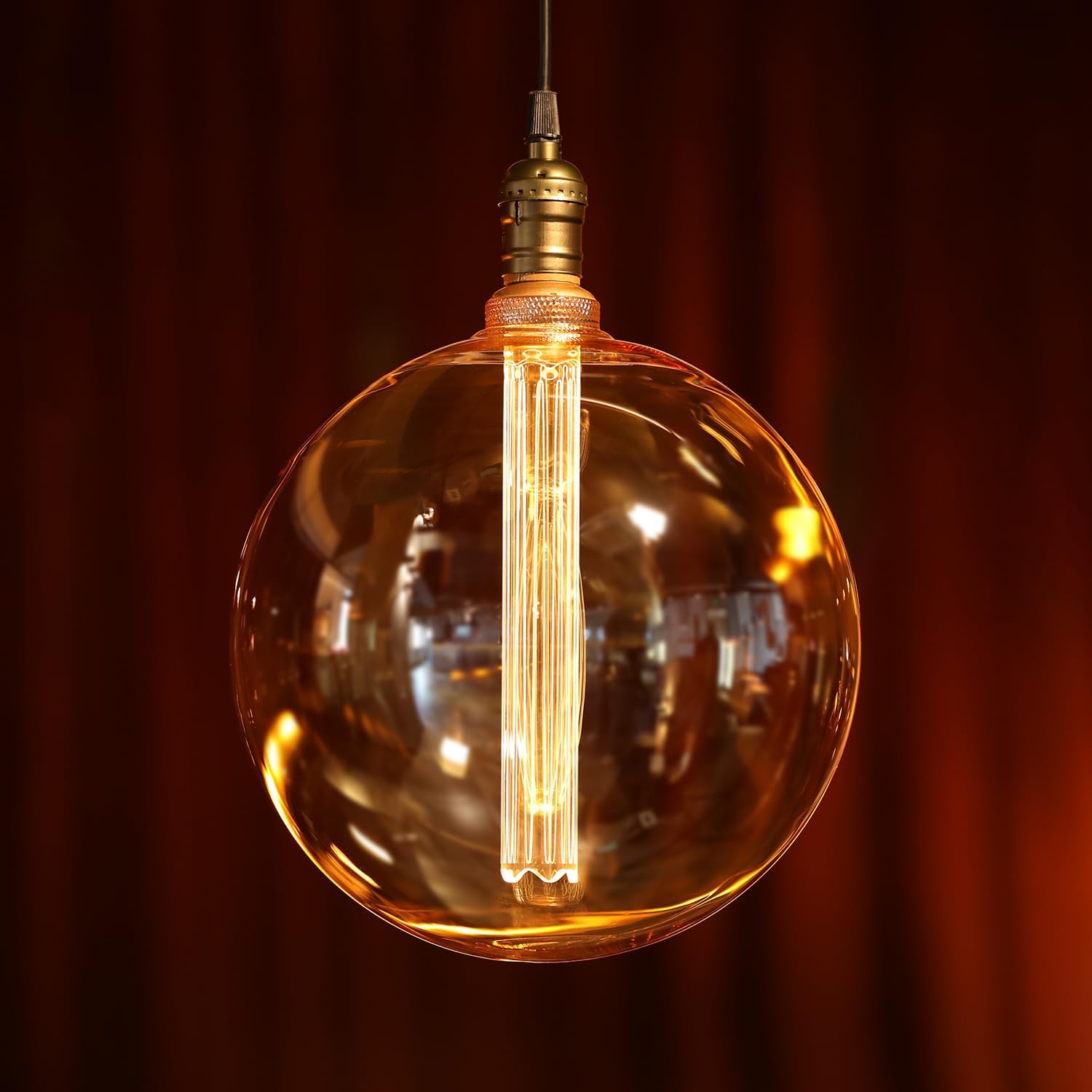 ESCENA Artist Series LED Globe Decorative Light Bulb 3.5W, 9.84 Inch Dia. Ultra-Large G250 Round Edison Bulb Dimmable, Virtual Filament Vintage Edison Bulb, E26 Base, UL Listed, 2000K Soft Warm White