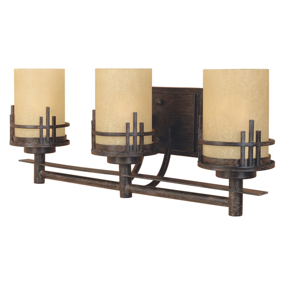 3-Lights Mission Ridge Vanity Light Fixture, 23.5 Inch Wall Mount Sconce for Bathroom, Bedroom or Mirror, Warm Mahogany, 82103-WM