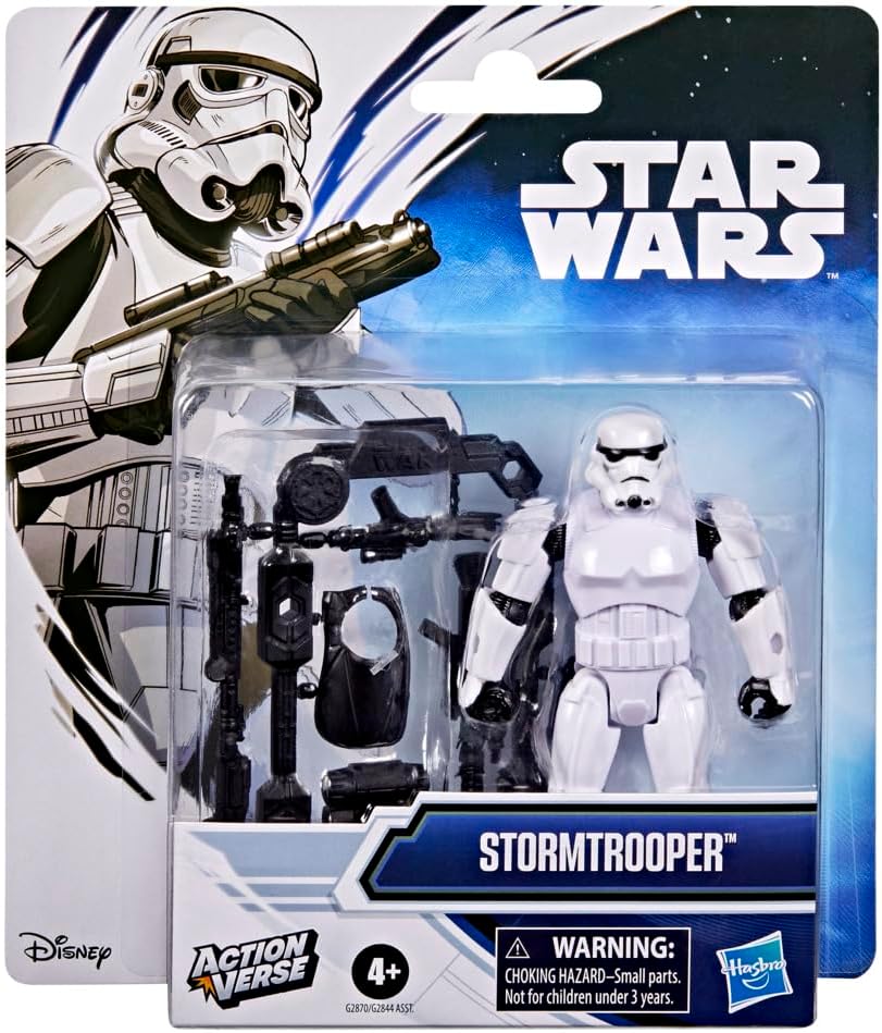 STAR WARS ActionVerse Stormtrooper 4.5-Inch Action Figure & Accessories, Reusable Accessory Storage Rack, Toys for Boys & Girls Ages 4+