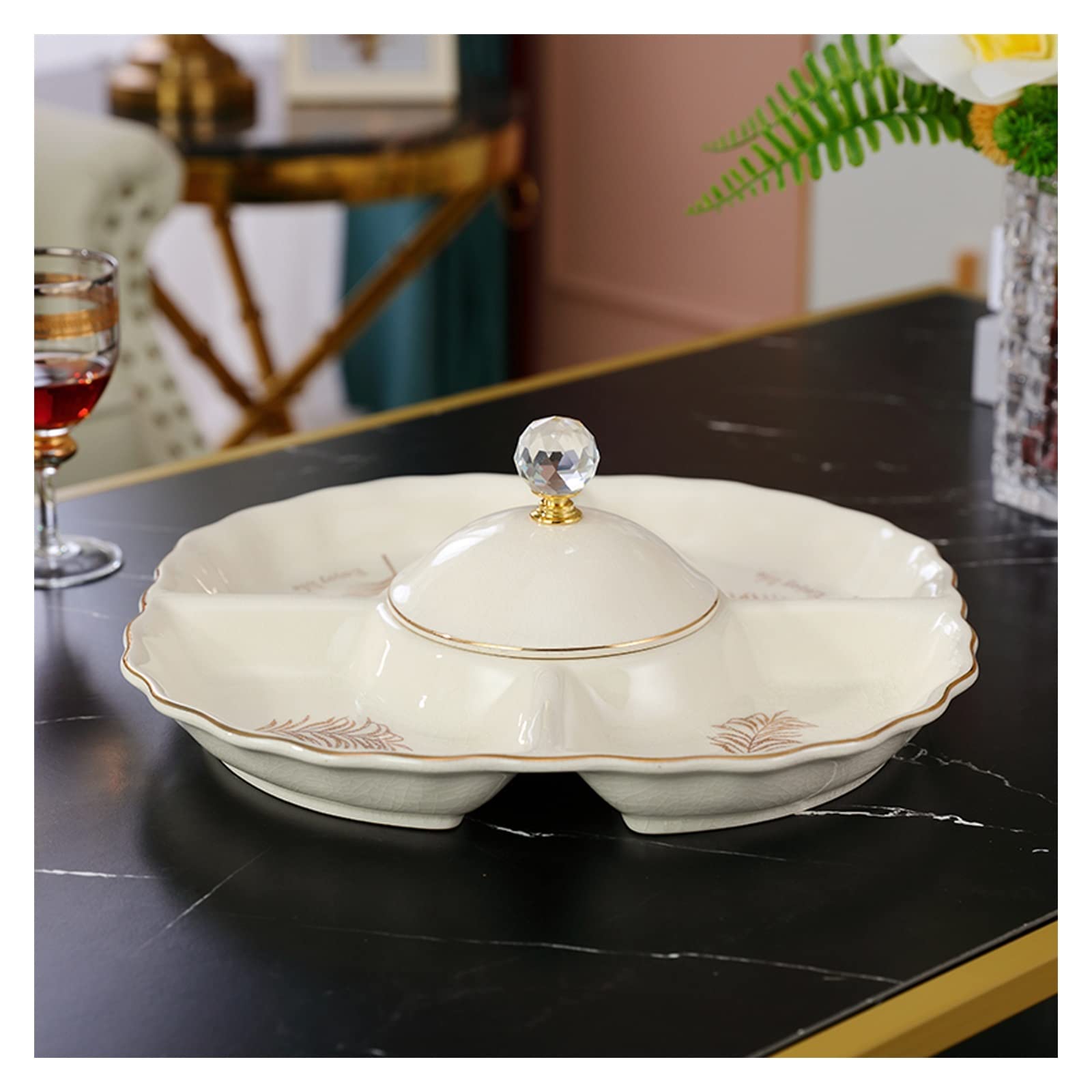 Miska na owoce, Wysokiej klasy ceramiczny talerz na suszone owoce z 5 siatkami, wykwintne przekąski taca cukierki, kompot orzechów i stojak jagody/niebieska(Lime)