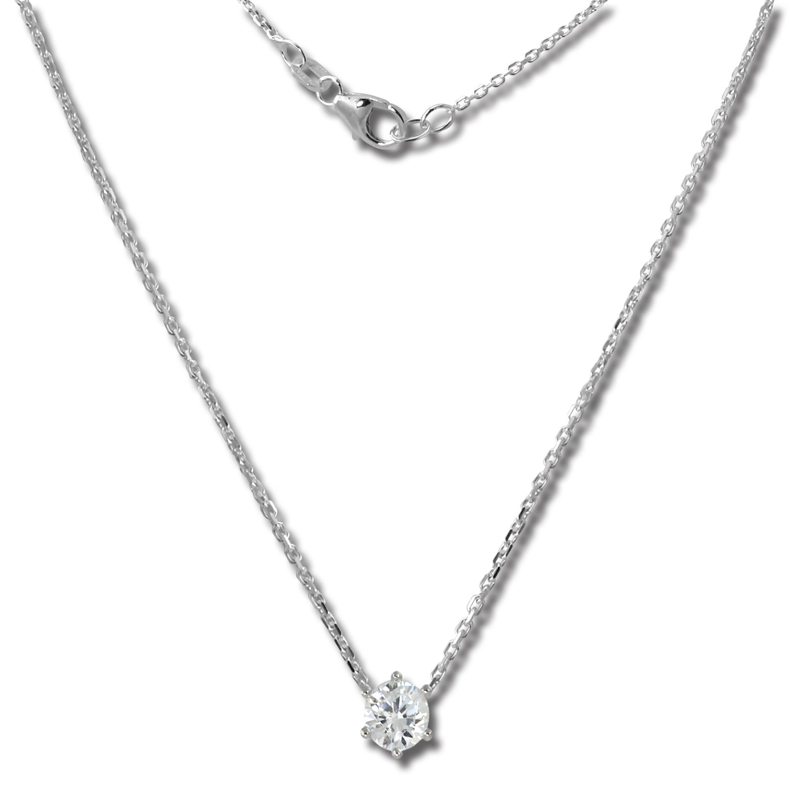 SilberDreamNecklace with 46 cm Chain – Sterling Silver White Zirconia Jewelry for women gsk20046 W