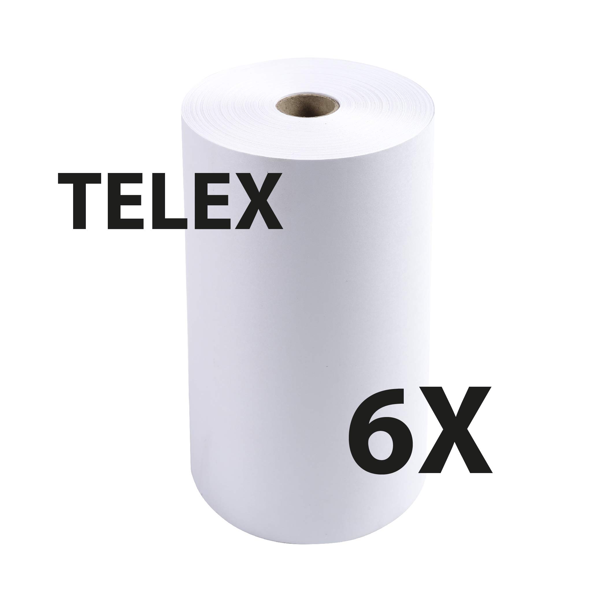 Exacompta - Réf. 52131E - Carton de 6 bobines pour Télex - largeur 210 mm x diamètre 120 mm - mandrin 25 mm - 1 pli offset extra-blanc 60g/m² - Métrage (+ ou - 2m) : 115 m
