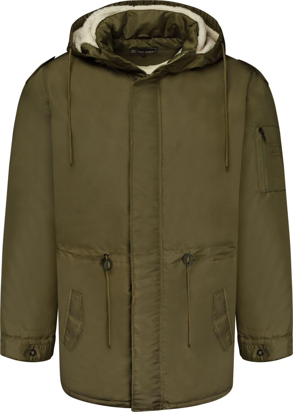 Kam Jeanswear Adults Mens Sherpa Lined Parka Coat Army Green 7XL KV112