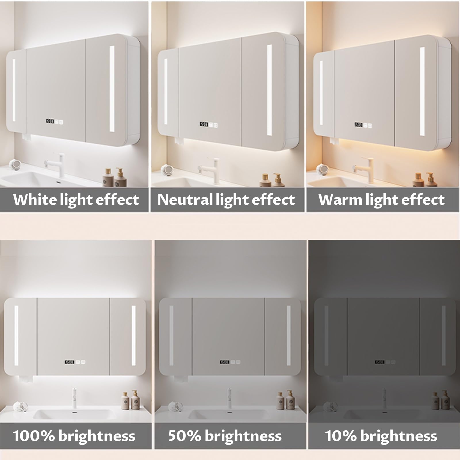 Mueble con Espejo de baño, Cabinet de baño con Espejo, Almacenamiento Dividido, sin Miedo a la Humedad, Puede Colocar Toallas y artículos de tocador.(70cm/27.5in)