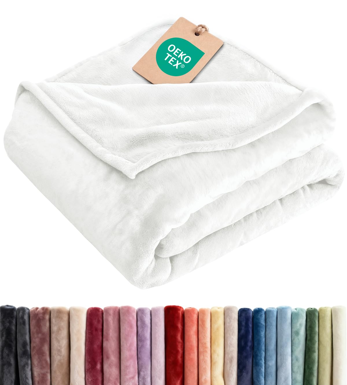 fleece blanket king size - ultra-soft warm flannel fleece blanket - white