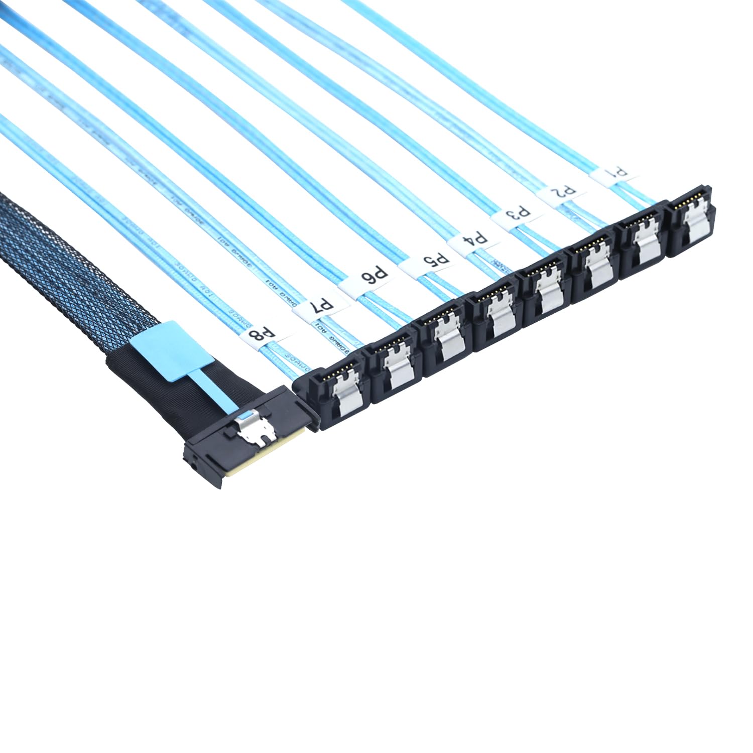 MCIO 74P 8X 8I SAS SFF-8654 8i PCI-E Ultraport Slimline 5.0 do 8X SATA 7P 90 stopni żeński kabel adaptera (0,5 m)