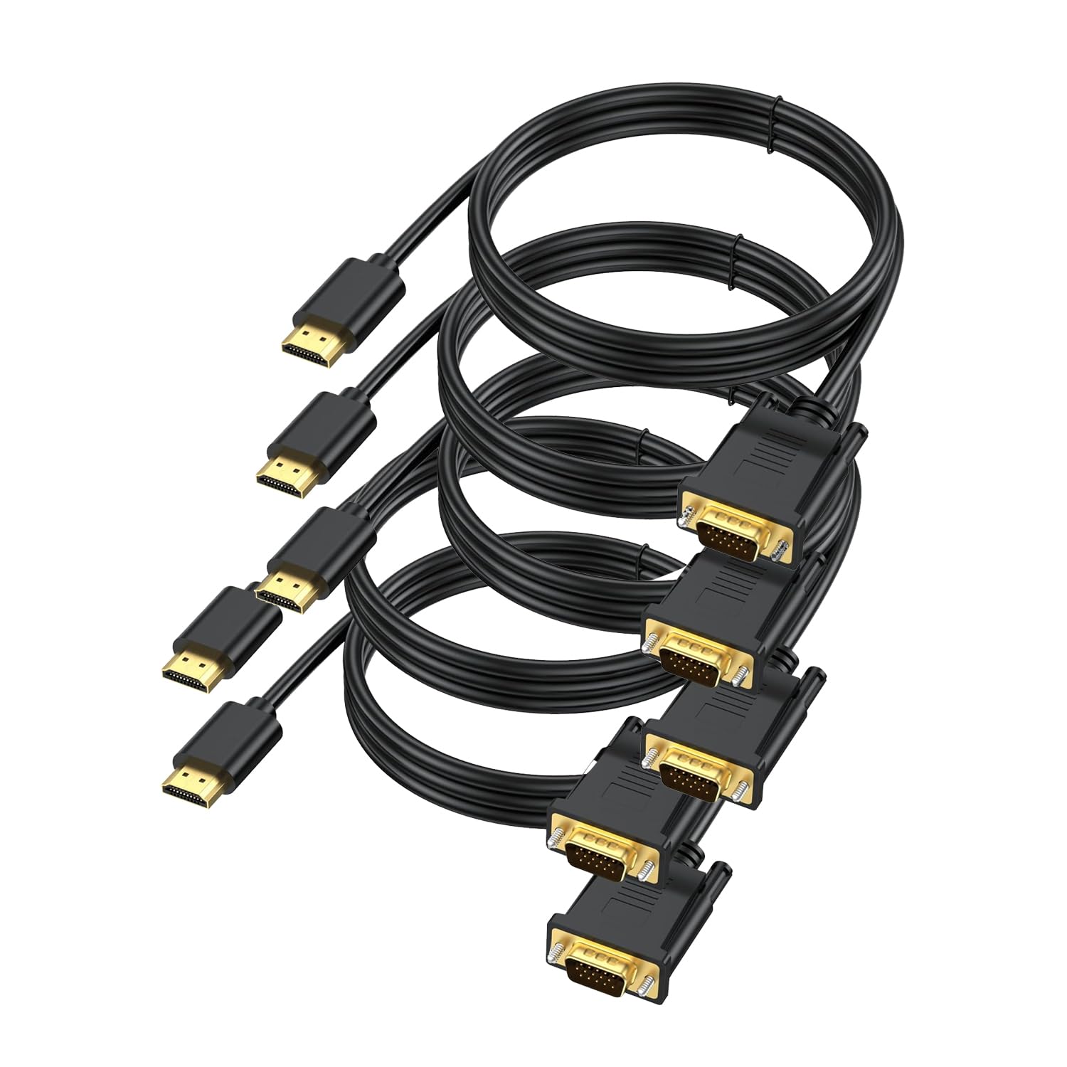 Câble HDMI vers VGA de 1,8 m, câble HDMI unidirectionnel vers VGA (mâle vers mâle) compatible avec ordinateur de bureau, ordinateur portable, PC, moniteur, projecteur, HDTV, Raspberry Pi, Roku, Xbox