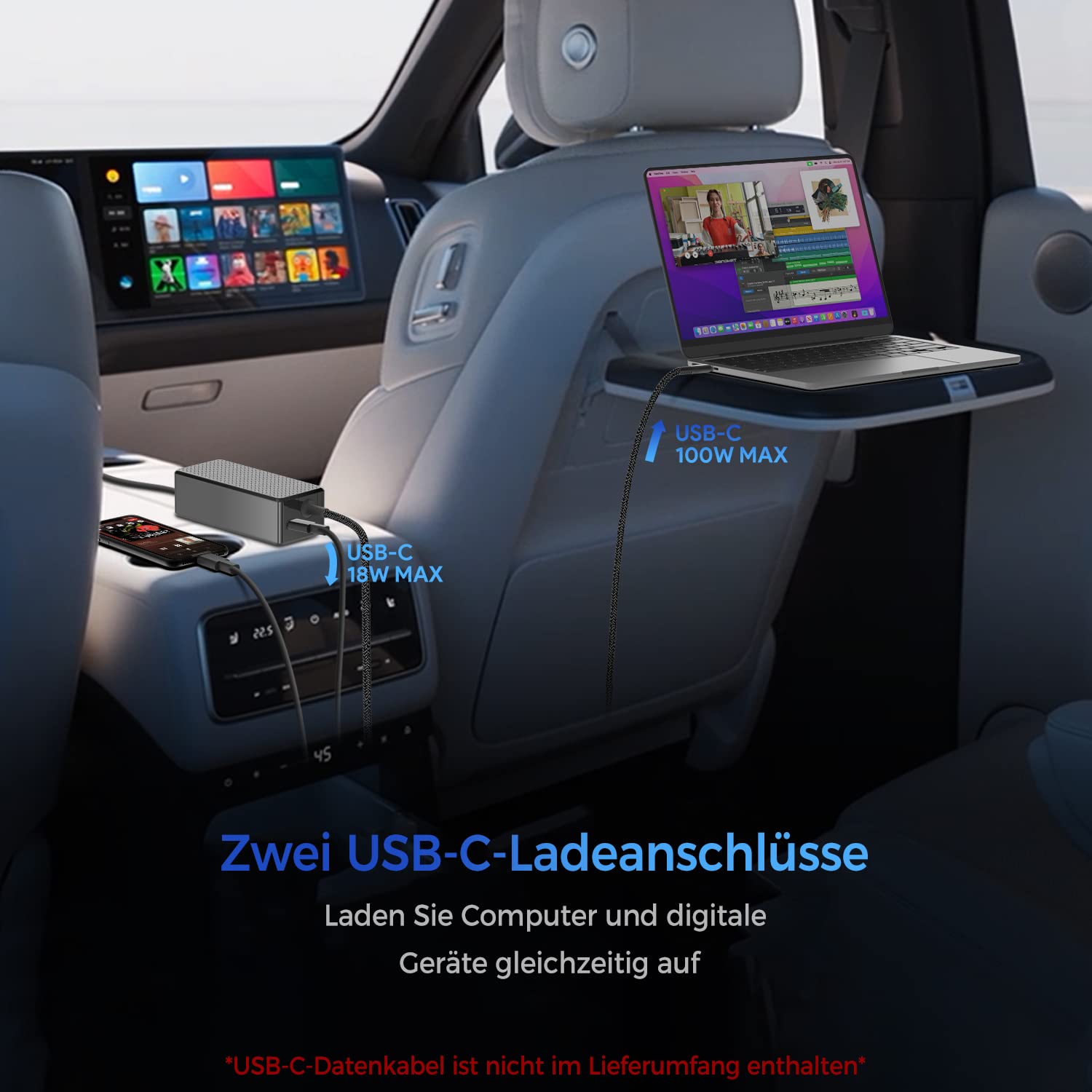 KFD DC 12V-24V KFZ USB C Netzteil Ladegerät für MacBook Pro 16" 15" Air Lenovo Asus ROG Surface Book 2 HP Dell Razer MSI 118W 100w 96W 90W 87W 67W 65W 60W Notebook Dockingstation Auto DC Ladekabel