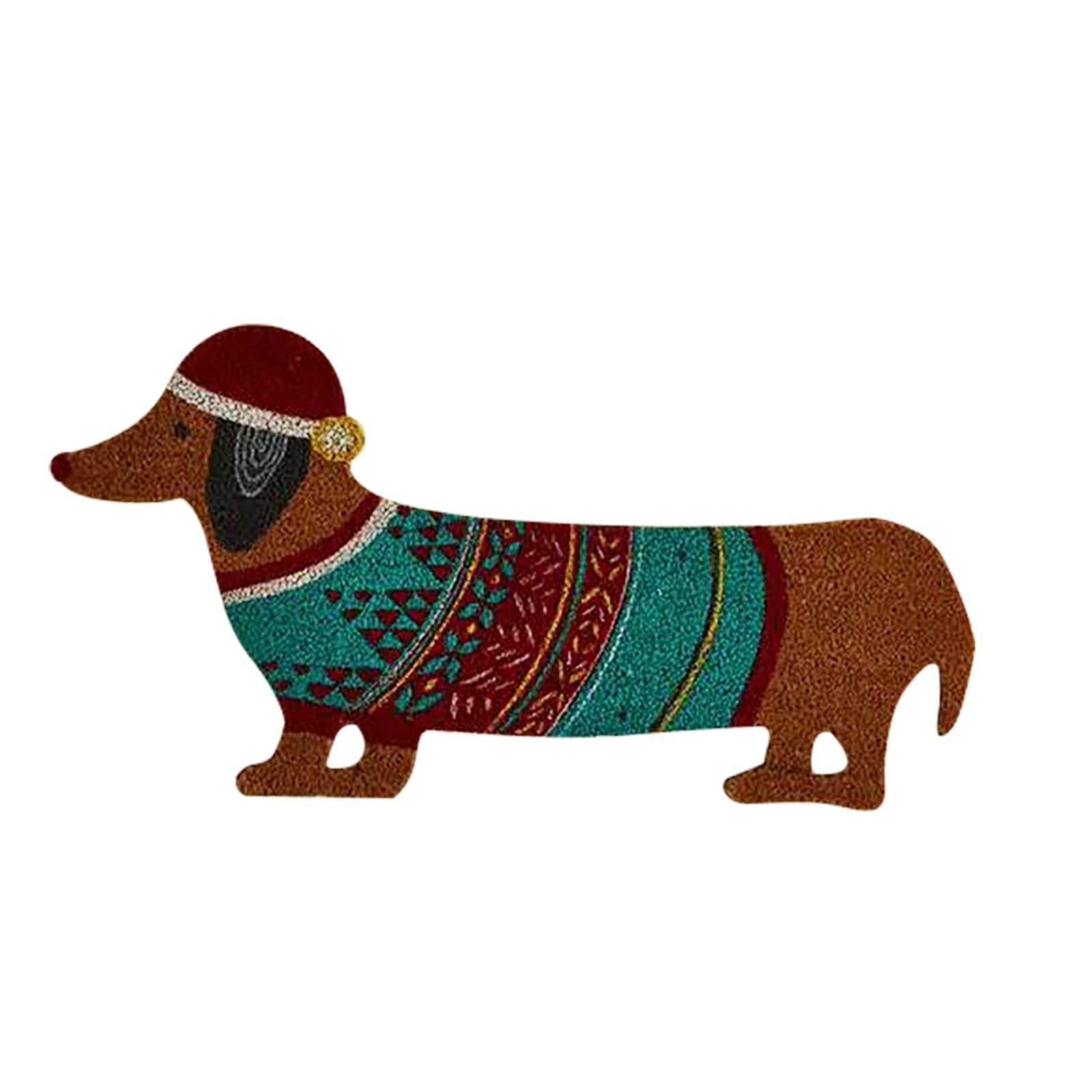 Christmas Dachshunds Shaped Doormat Xmas Funny Front Door Mat Welcome Home Decor Door Mats Non Slip Winter Bathroom Doormat Entrance Area Rugs Personalized Indoor Outdoor Mat Carpet (15.7*27.5In, 1pc)