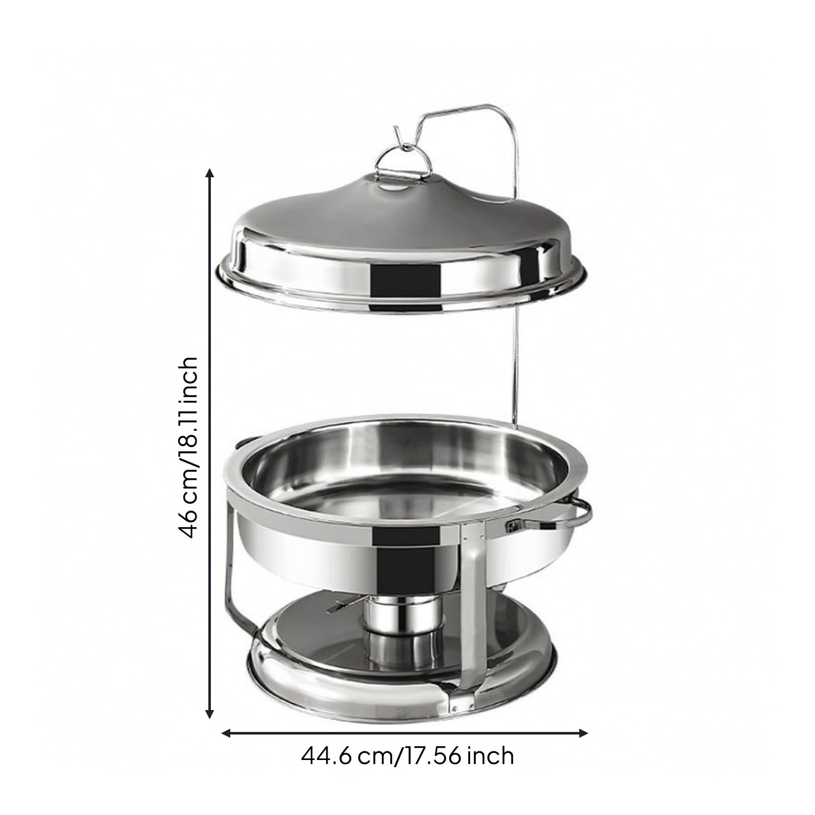 Scaldavivande Finitura in Metallo Lucido, Chafing Dish con Coperchio a Cupola, Resistente Ruggine, Scaldavivande con Coperchio a Rullo, Argento