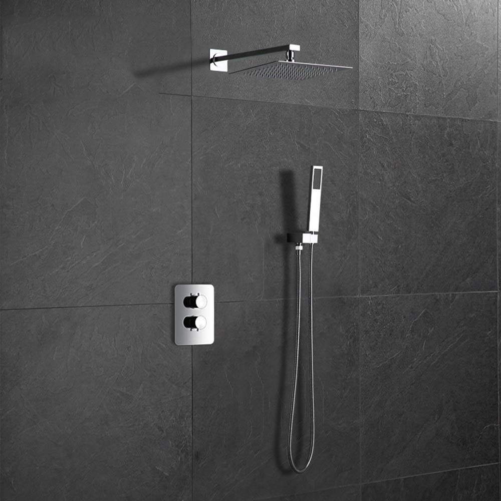 OZBMA Concealed Shower in-Wall Faucet Set Hotel Engineering Chrome-Plated Copper Rain Fixed Showerheads Luxury