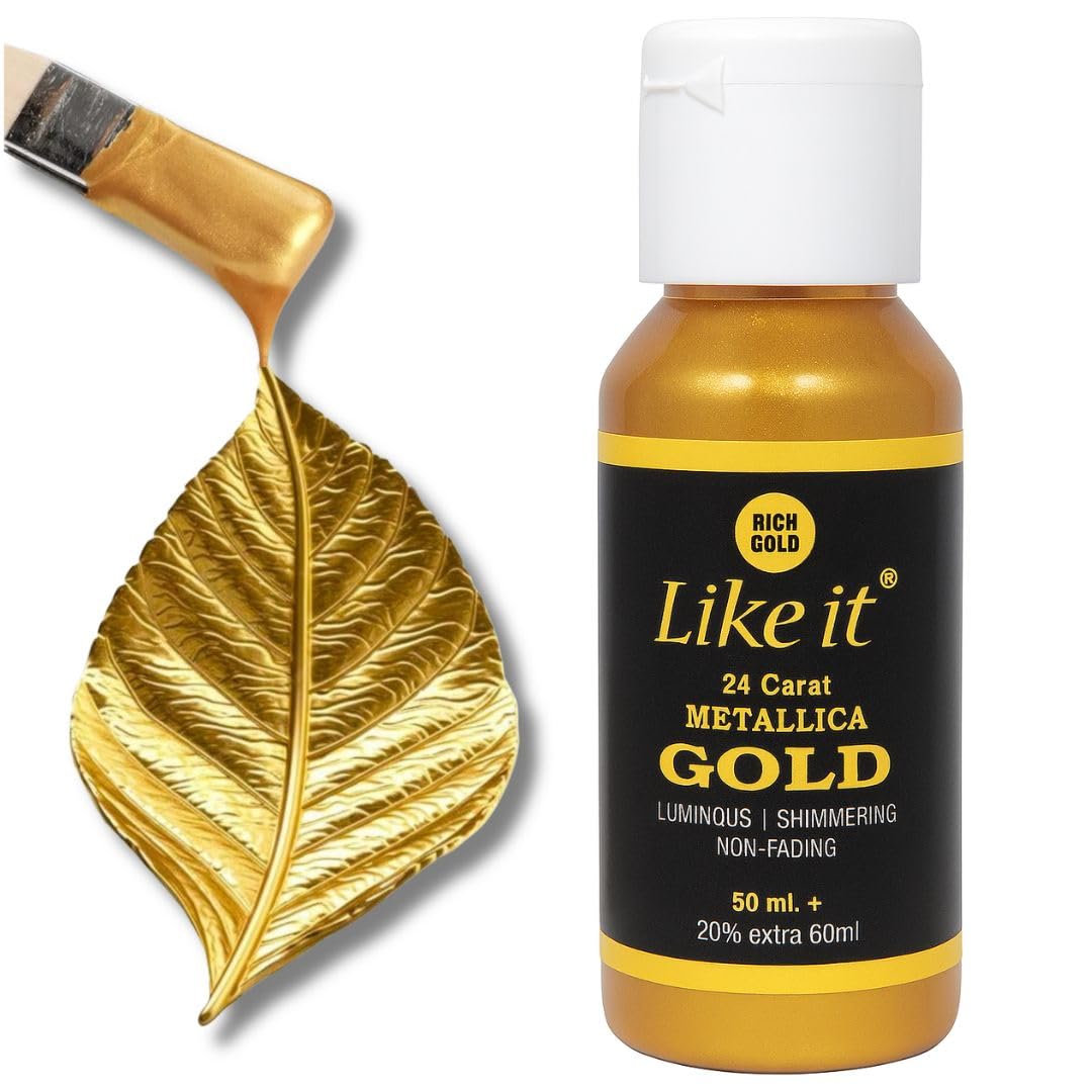 like it® 24 Carat Metallica Gold Acrylic Paint – Rich Gold Metallic Color | Luminous, Shimmering, Non-Fading Finish | Premium 60ml Bottle for Canvas, Craft, Wall Art & DIY Projects-image-21