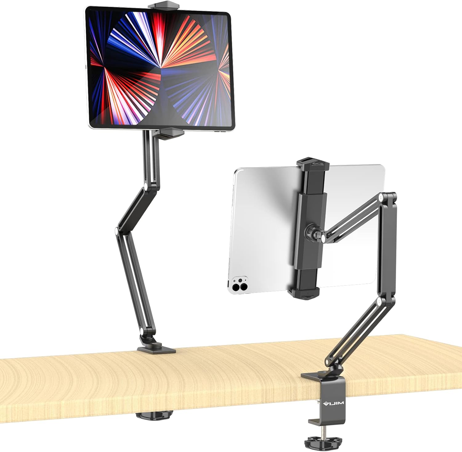 Ulanzi タブレットアーム スマホスタンド 両用 横/縱き 寝ながら 卓上 角度調整できる アルミ製クランプ式4関節 360度回転 高さ調節 4.7~13インチ対応iPad/iPhone/Surface/Galaxy/iPad mini/Kindle/Switchに対応
