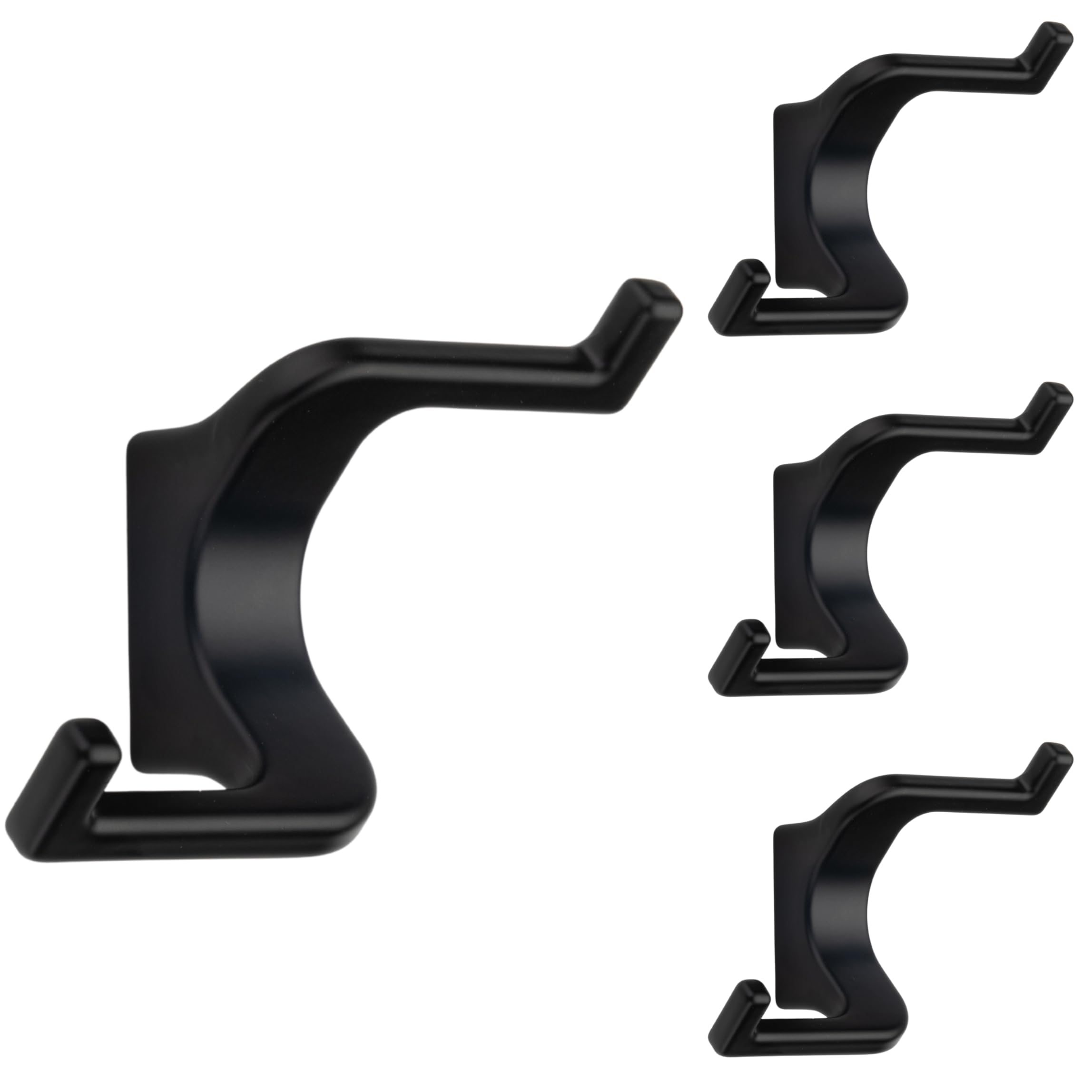Wandhaken Schwarz Matt 4er Set – Doppelhaken aus Zinklegierung | Verdeckte Schrauben | Bis 5 kg | Garderobenhaken für Flur, Bad, Küche & Schlafzimmer