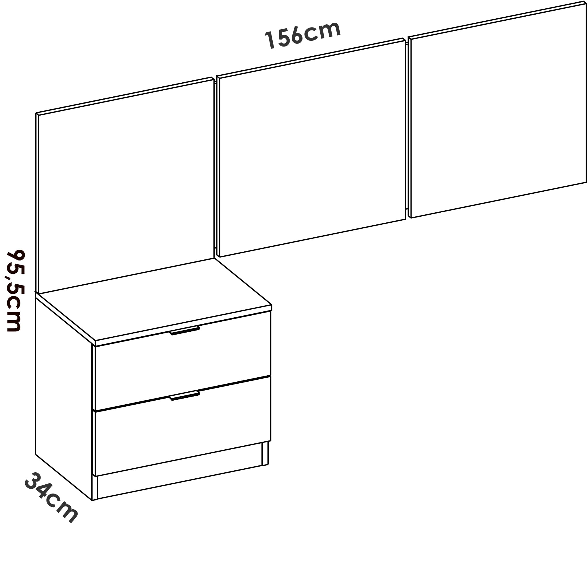 DEKIT GRUPO RIMOBEL BITO PACK - Conjunto de cabezal con mesita de dos cajones y mesa escritorio - BLANCO