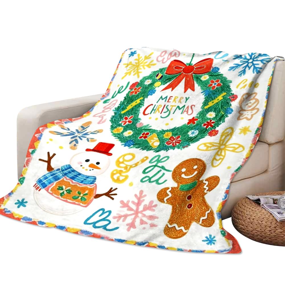 WFKKMEQ Christmas Snowmen Blanket, 100x150cm Christmas Sofa Blanket Ultra Soft Warm Winter Xmas Throw Blankets Washable Fuzzy Throw Blankets for Couch Sofa Bedroom Festive Holiday Decoration Gift