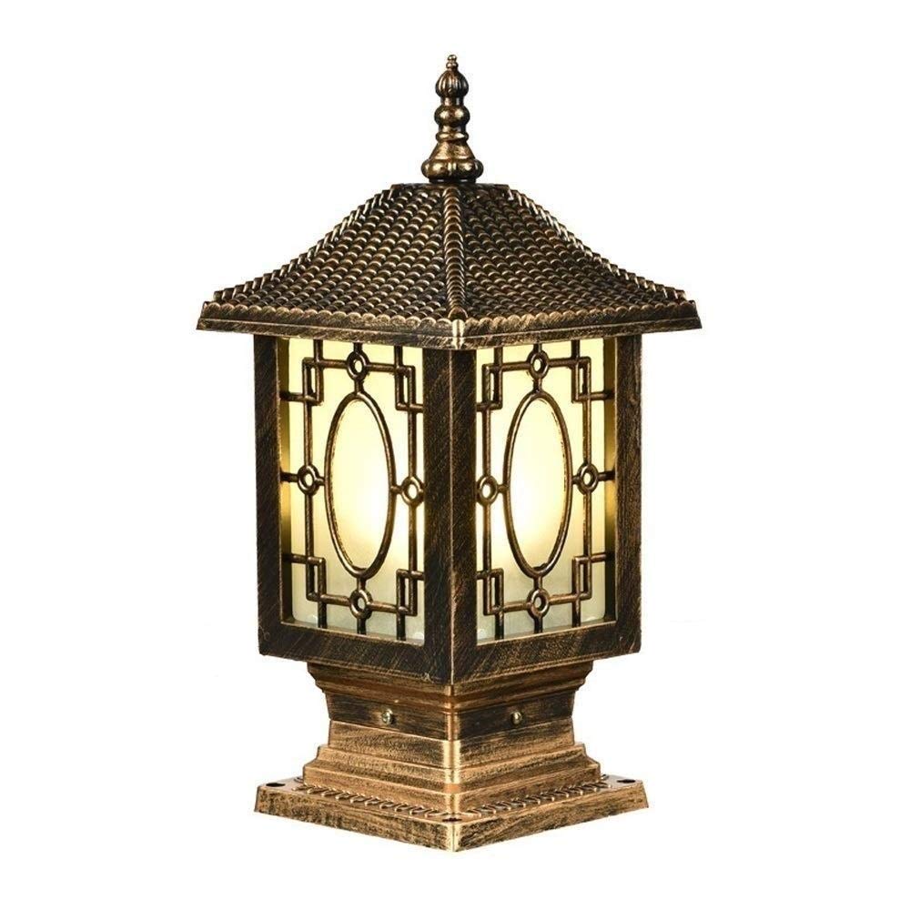 Radciy IP65 Anti-rust Weatherproof Column Lamp American Retro Pillar Lamp Vintage Outdoor Landscape Column Light Aluminum Villa Garden Lawn Street Light Fixture E27 Edison
