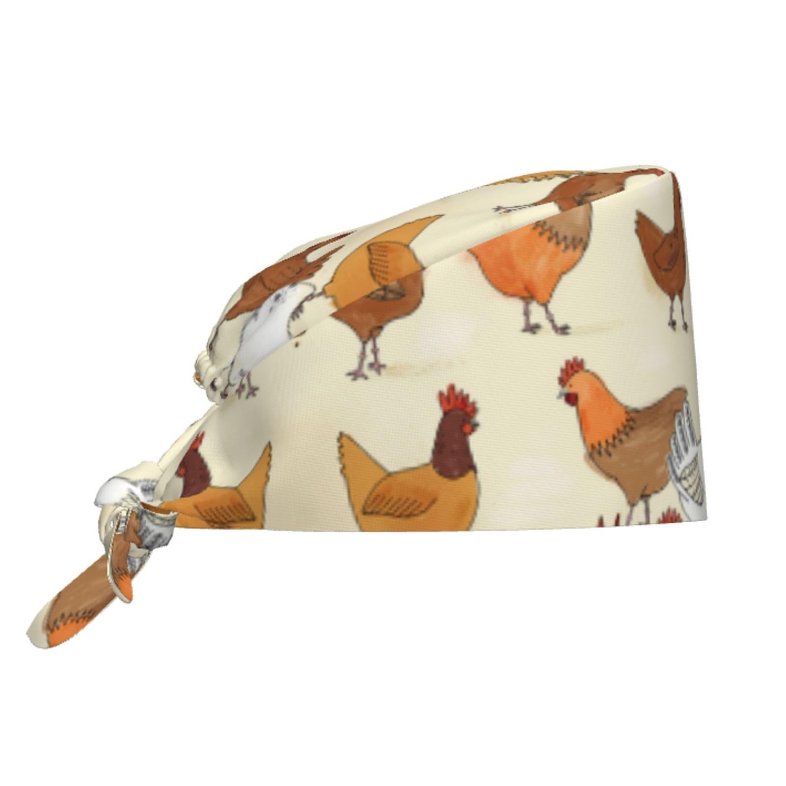 Cute Pug Dog Print Working Cap Scrub Cap with Sweatband,Adjustable Fashion Bandage Tie Back Hat Headwear for Women Men