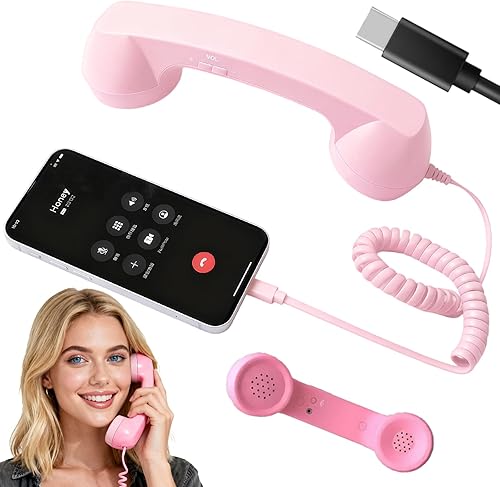 Miniatura 1 de Teléfono retro 2026, receptor de teléfono Bluetooth tipo C para iPhone y Android, teléfono con cable, estilo teléfono con cable, receptor de mango