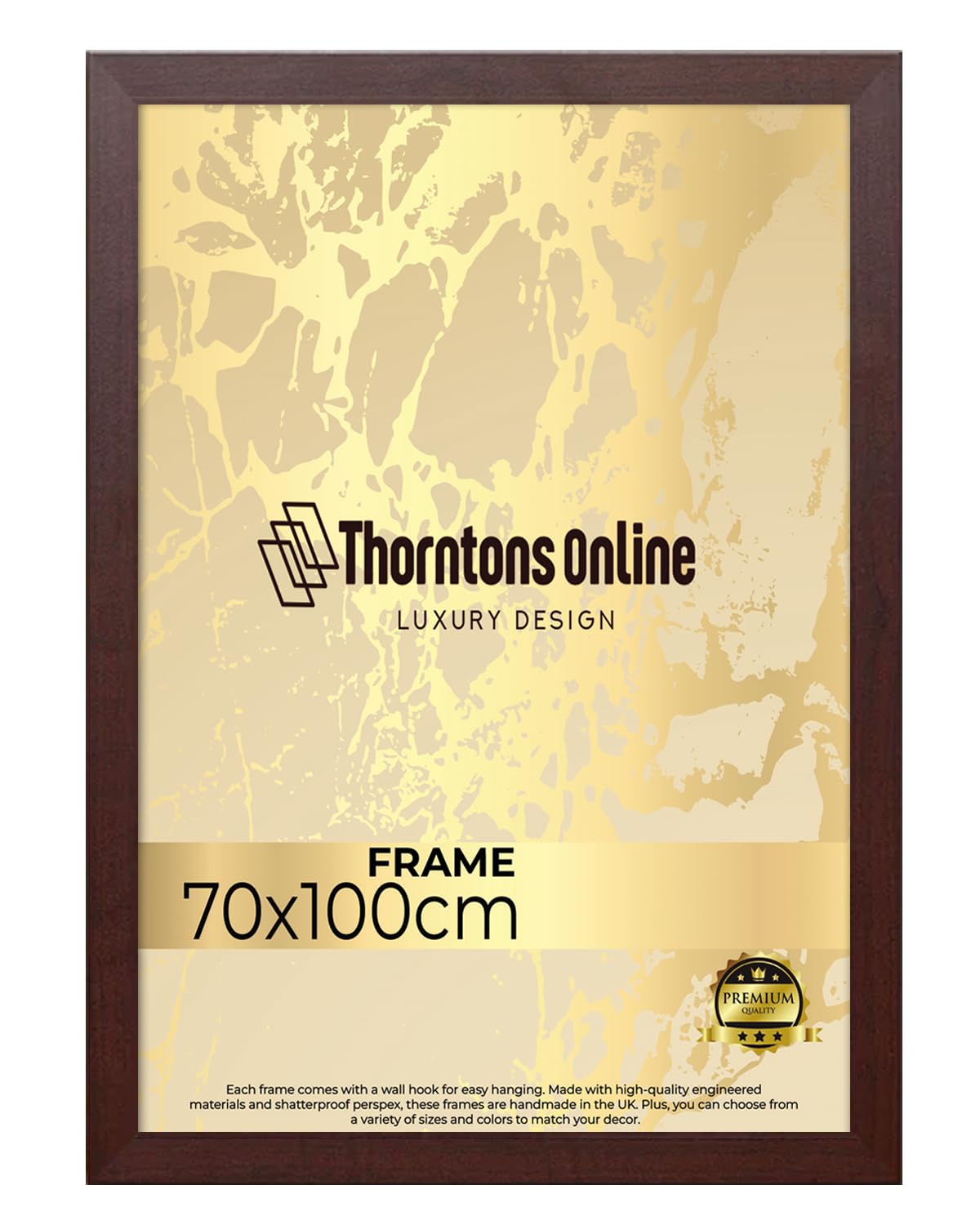 Poster Frame - Mahogany 70x100 cm mdf backing with both ways hanging hooks |Picture Photo frame 100x70cm |Acrylic front | Home & Office Decor