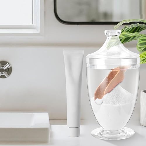 Miniatura 5 de DOSTATNI Tarro de sal de baño de 33.8 fl oz33 oz con tapa y cuchara, recipiente de sal de baño, recipiente de sal acrílica para cereales de azúcar y