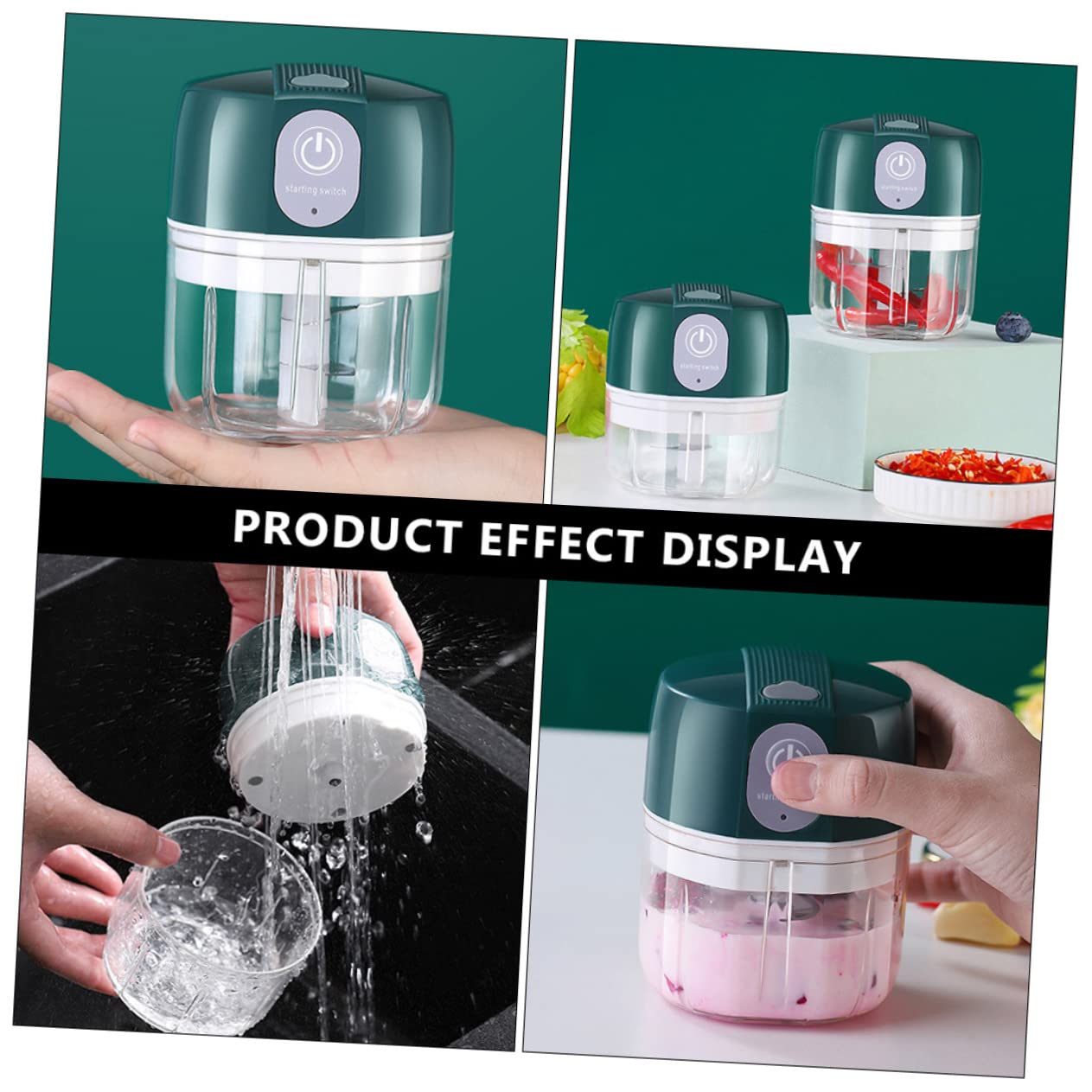 PRETYZOOM Elektrischer Kleiner Küchenmixer aus Edelstahl Multifunktionaler Babynahrungsmixer Kompakter Küchenzerkleinerer für Fleisch und Babynahrung Abnehmbarer Behälter Schnelle Zerkleinerung