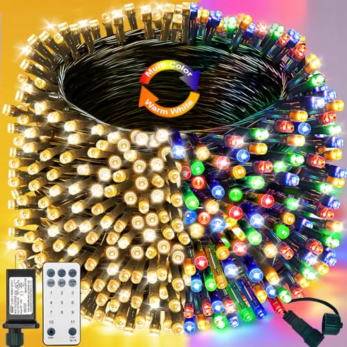 Decute 300LED Christmas Tree Lights Outdoor Indoor String Lights 108FT Extendable, 11 Modes 4 Colors...
