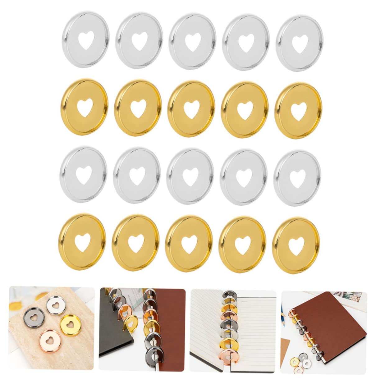 TEHAUX 100pièces Disques De Liaison Plastique Forme De Cœur Accessoires De Reliure pour Albums Et Planificateurs Solides Et Pratiques pour Vos Projets De Bricolage