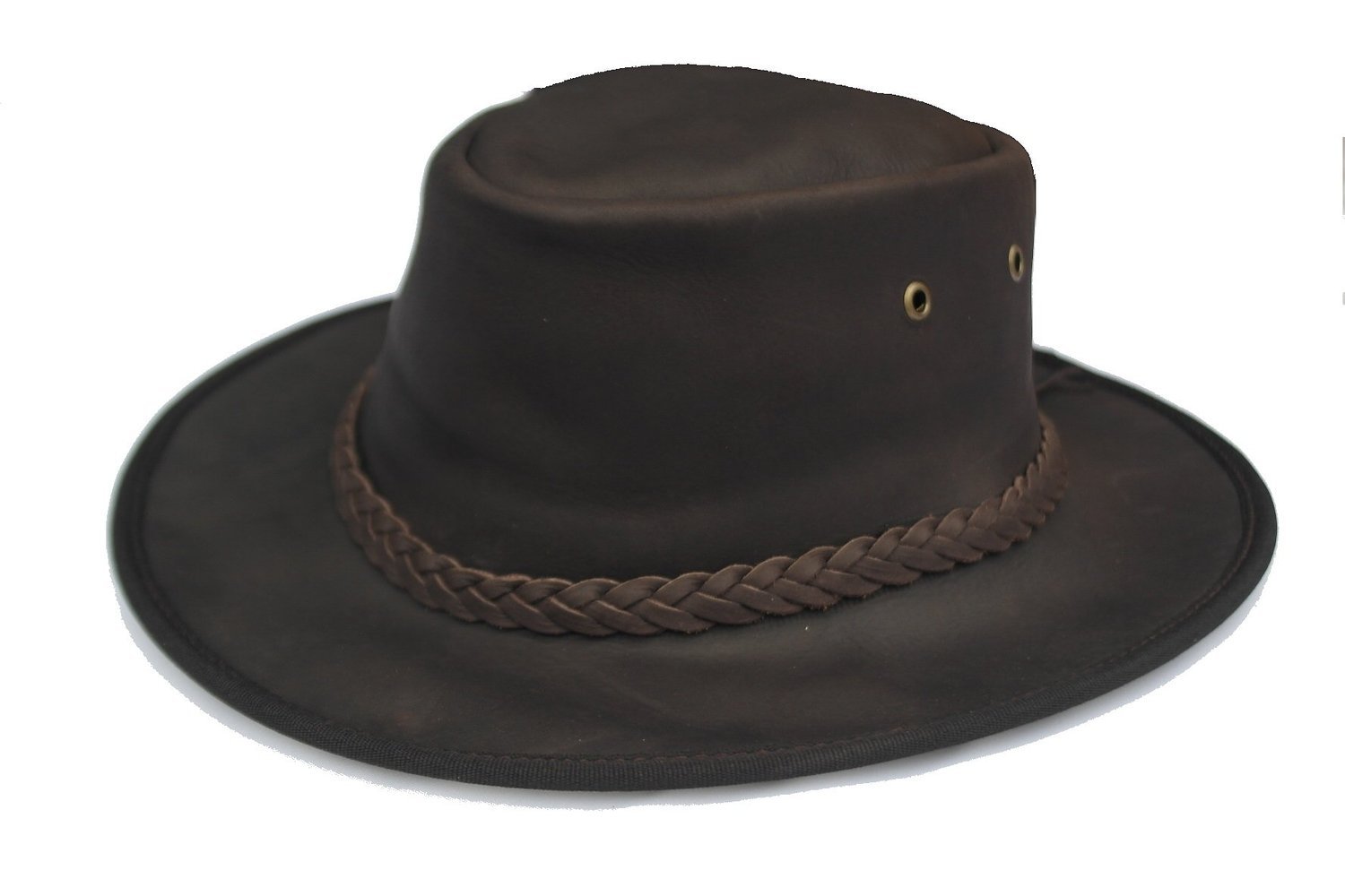 Adventurer Dark Brown Aussie Style Genuine Leather Bush Hat