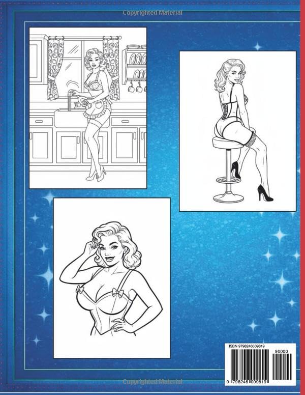 Pin-Up Girls Coloring Book for Men: 100 Sexy and Glamorous Pinup Women in Lingerie – Retro Vintage Style Adult Coloring Pages for Men Who Love Hot Girls image 3