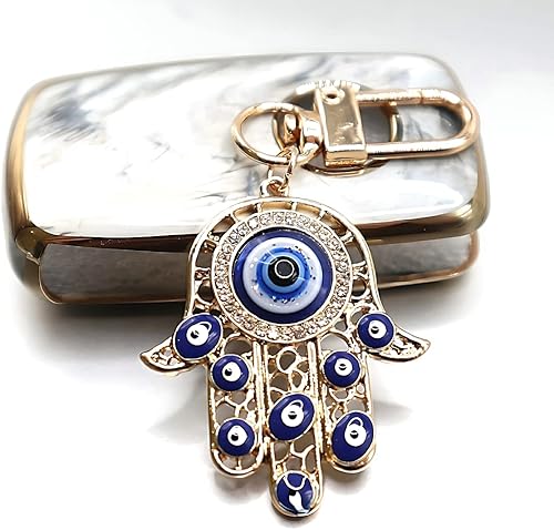 Miniatura 2 de Hamsa - Llavero de mano turco contra el mal de ojo, amuleto de buena suerte, adorno de Hamsa para protección de automóvil