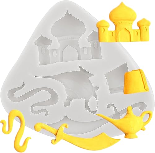 Aladdin - Cuchillo temático de mito para tetera, molde de silicona para castillo, fondant, para decoración de pasteles de azúcar, decoración de