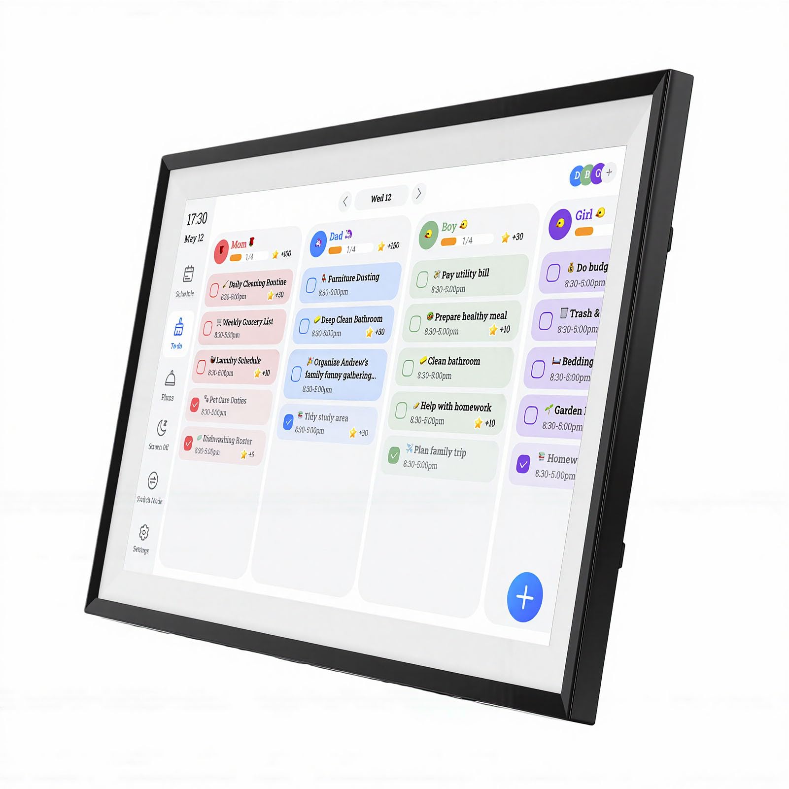 ANGGREK Calendario Digitale Smart Touchscreen 15,6 Pollici con Sincronizzazione WiFi, 1920x1080P Pianificatore Settimanale Mensile Elettronico per Organizzazione Famiglia (Agenda da (Spina europea)