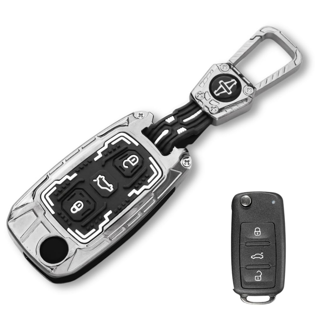 KEYCEPT Premium 3 Button Remote flip Key Shell Compatible for Skoda Octavia, Laura, Superb, Fabia, Rapid, Polo, Vento, Jetta, Ameo, Passat. (Metal Armor)-image-32