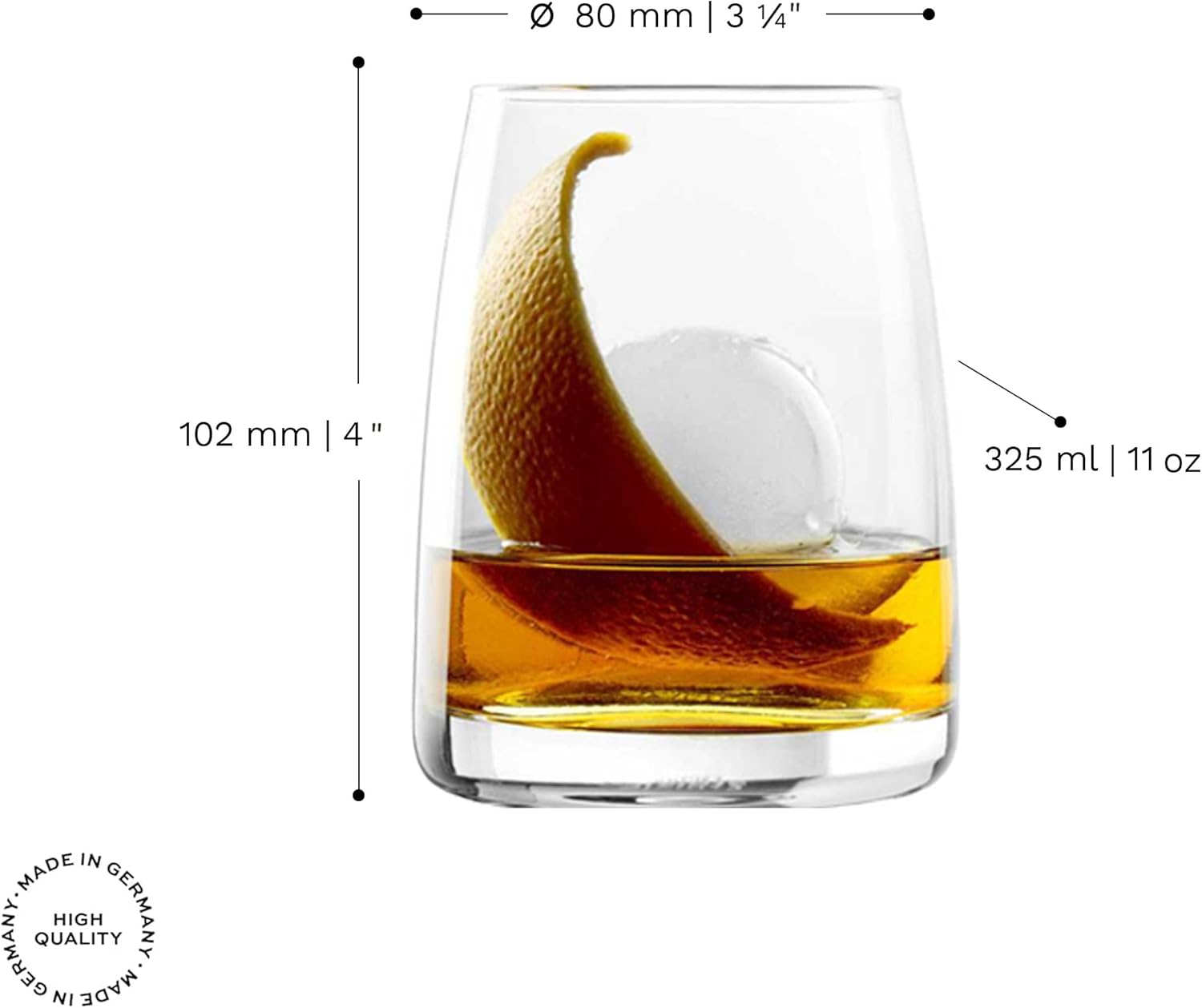 Stölzle Lausitz Experience Whisky Glasses D.O.F. Set of 6, 11 oz – Premium Whisky Tumblers in Timeless Design – Crystal Glass Whisky Tumbler – Dishwasher- & Shock-Resistant, Made in Germany