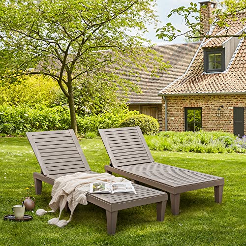 Flamaker Chaise Lounge Outdoor Pe Waterproof Lounge Chairs With 5-Position Adjustable Backrest Easy Assembly Pool Lounge Chairs For Patio, Lawn, Beach #TOP1