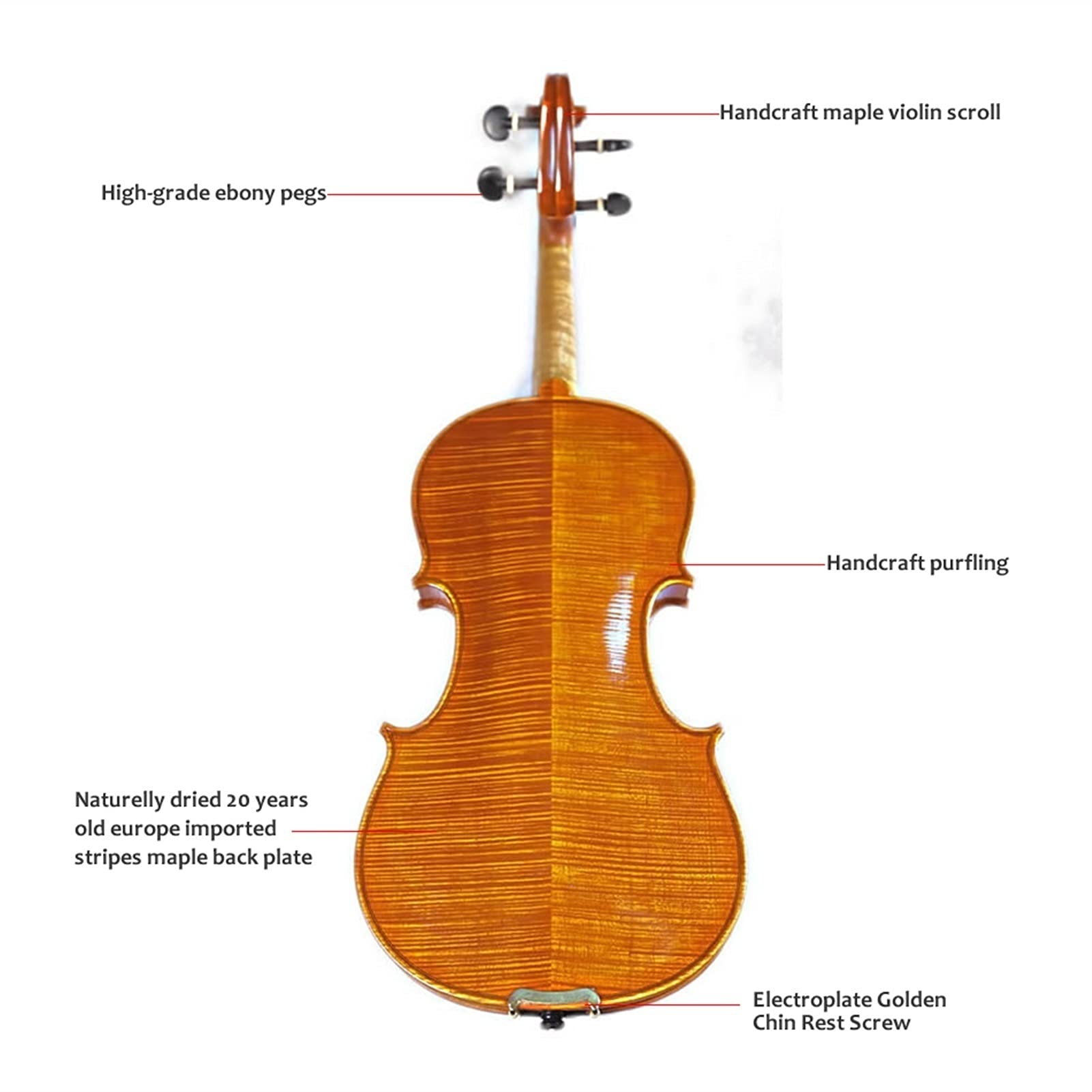 Violin 4/4 Maestro Maestro Violino Realizzato A Mano Europa Acero Blace Personalizzato Violino Antico violino principianti(3/4)
