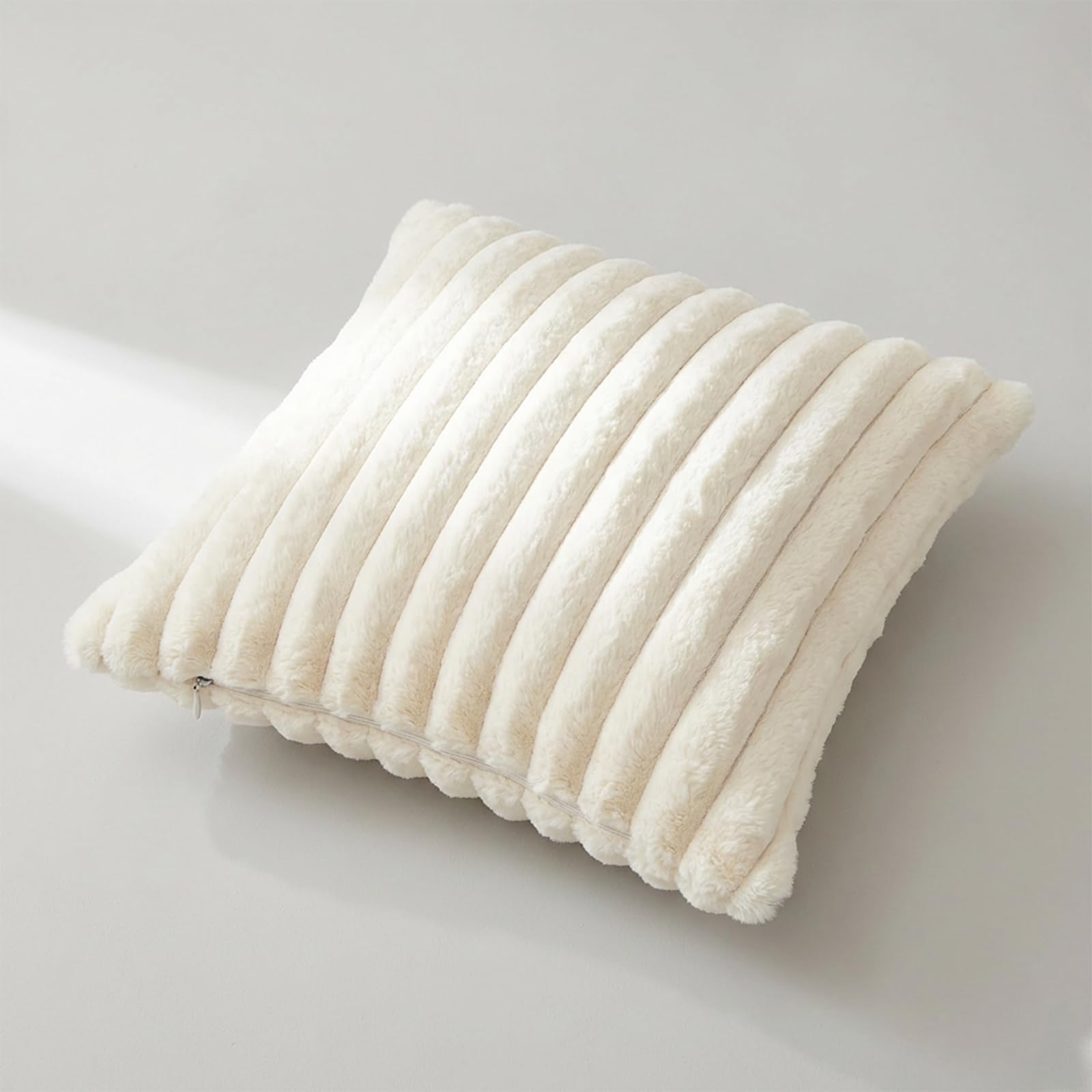 Tivleed Faux Fur Cushion Covers 45x45cm - Premium Soft Fluffy Double Sided Pillow Case with Hidden Zipper, Luxury Home Decor for Sofa Bed Living Room (Cream White)