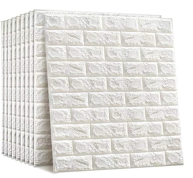 Image of STL Self-Adhesive PE Foam Brick Design 3D Wall Stickers /DIY Wallpaper Ideal for Home Hotel Living Room Bedroom & Cafe (Pack of 10)