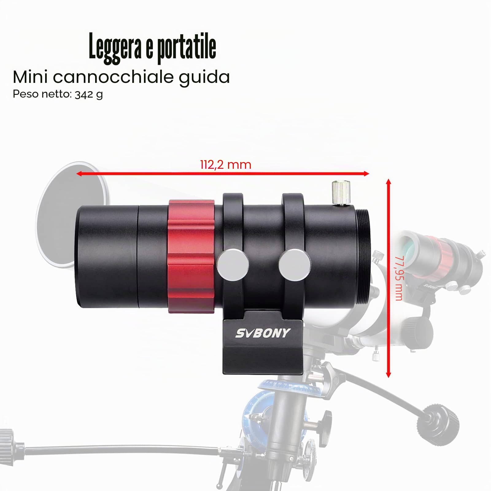 Svbony SV165 Telescopio Guida 30mm Mini Guide Scope con Focheggiatore Elicoidale F4 120 mm Multistrato Rivestimento Finder Scope Compatibile con Auto Guida Camera