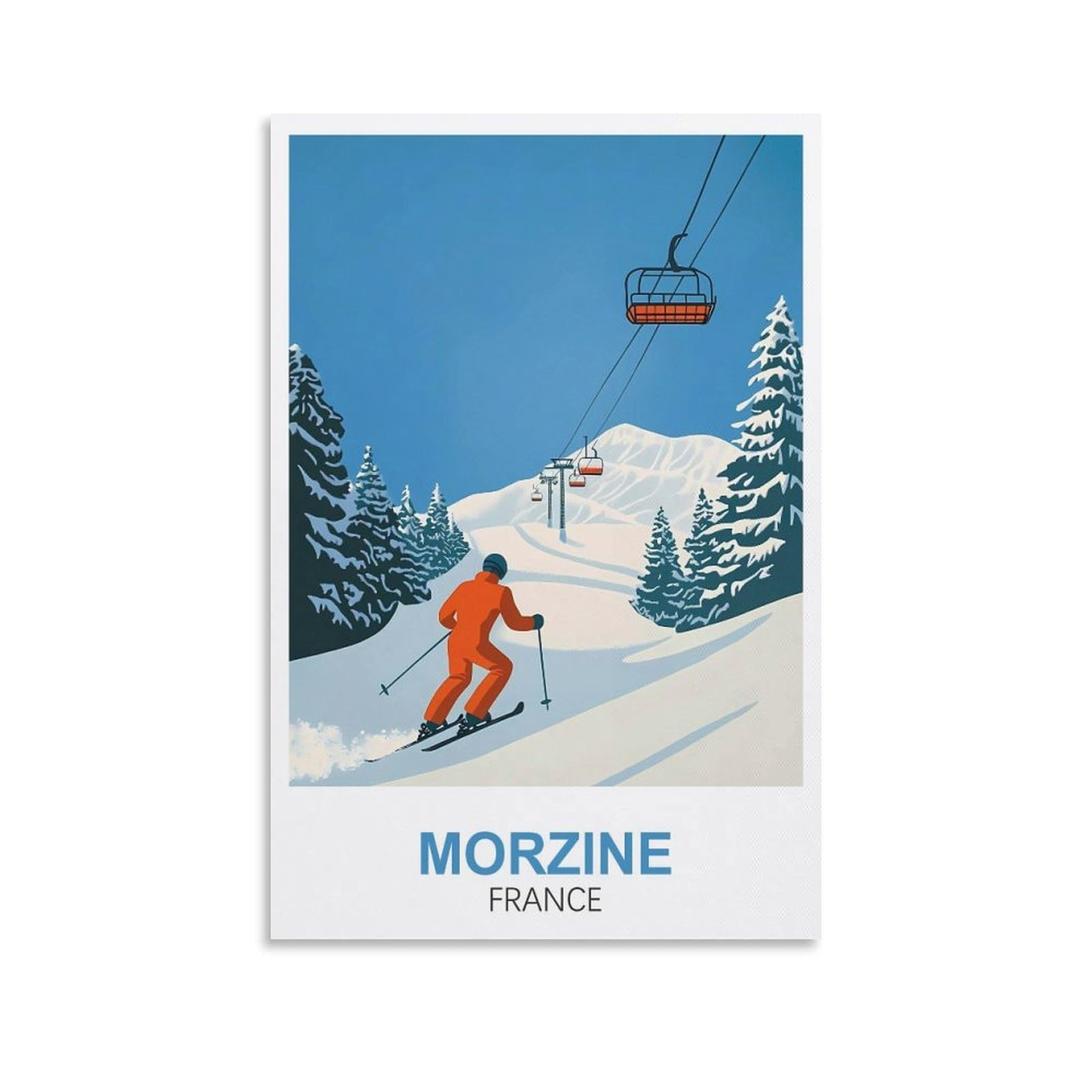 Clfmhnas Unframe-Style Morzine France Vintage Travel Posters Ski 20X30inch(50X75cm) Canvas Wall Art Prints