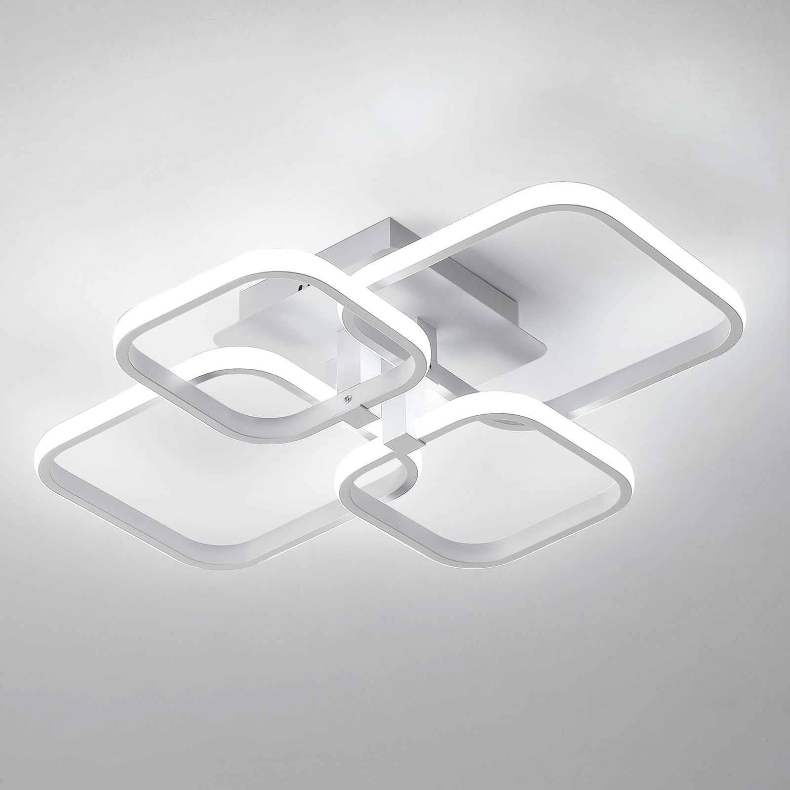 Plafoniera LED, 60W Plafoniera Led Soffitto Modern Quadrata Design, Lampad a da soffitto Bianco per Soggiorno Camere da Letto 6500K Luce fredda