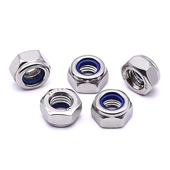 M4 x 0.7mm Nylon Insert Hex Lock Nuts 304 Stainless Steel 18-8 Locknut, Bright Finish, 100 PCS by Eastlo Fastener