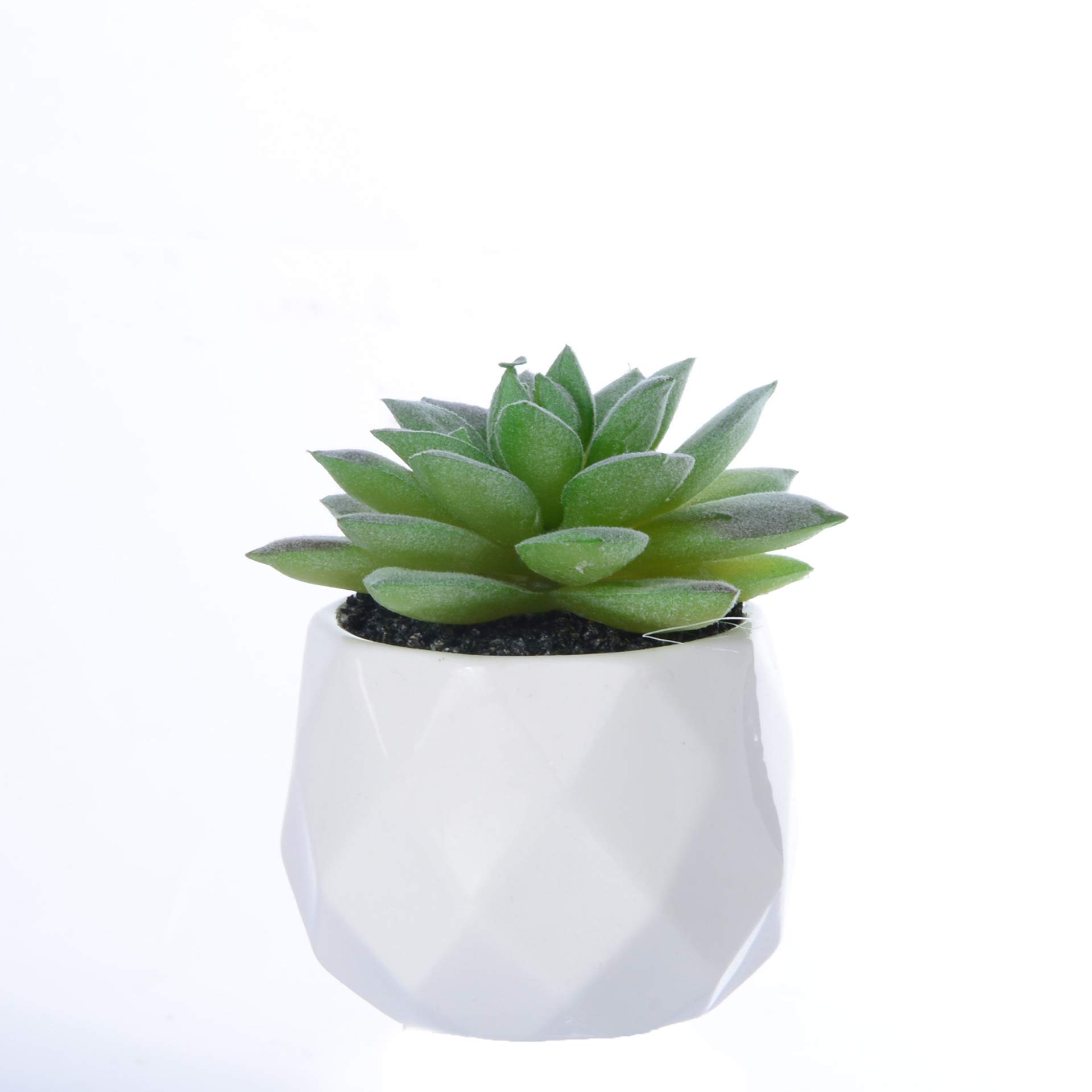 Piante artificiali per interni in vaso, mini vaso in ceramica nera, piante grasse verdi per camera da letto, piante finte da scrivania per bagno, soggiorno, decorazione ufficio (4