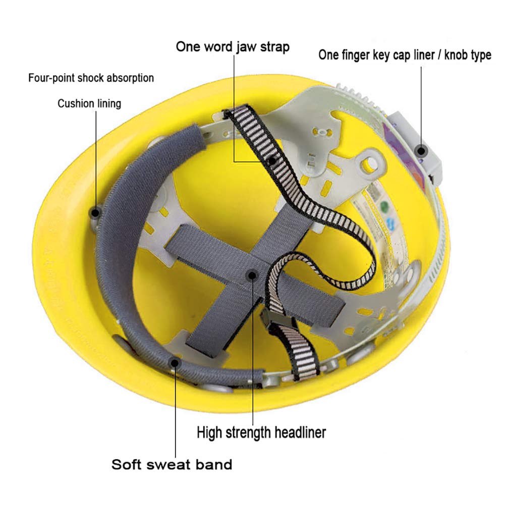 Elmetto di Protezione, Elmetto Workbase, Ventilato, Elmetto Lavoro con Regolazione a Scorrimento, Casco da Lavoro Casco di Protezione Casco per Cantiere
