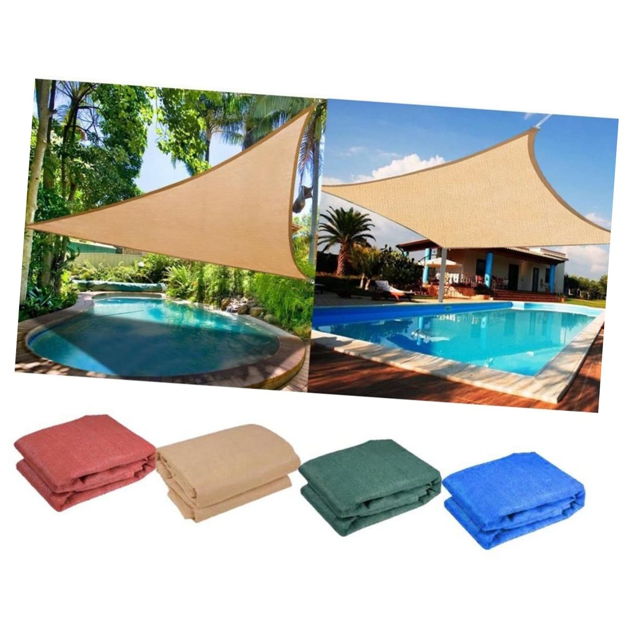 Sun Shade Sail Triangolare Pe Beige UV Block con Corda | Atmosfera Estiva, per Piscina e Prato, Installazione Facile, Uso Tutto L'anno