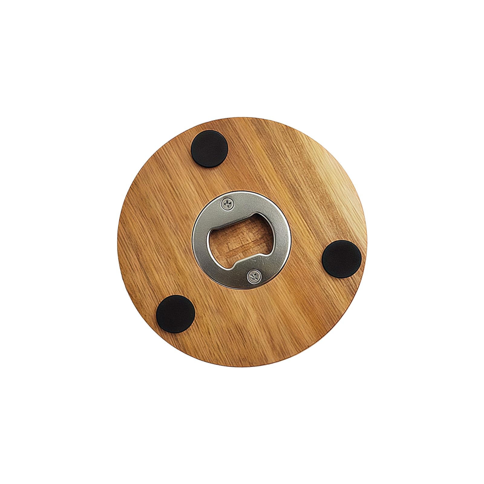 Multipurpose Round Wooden Coasters and Beverage Opener Set Insulated Cup Mat for Housewarming and Hosting Guests Bottle Opener Ride Thick Wooden Beverage Coasters Incorporating Bottle Opening Cup Mat