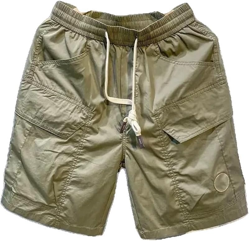 Men' Cargo Shorts Hiking Solid Male Short Pants Elastic Waist Designer in Elegant Wide