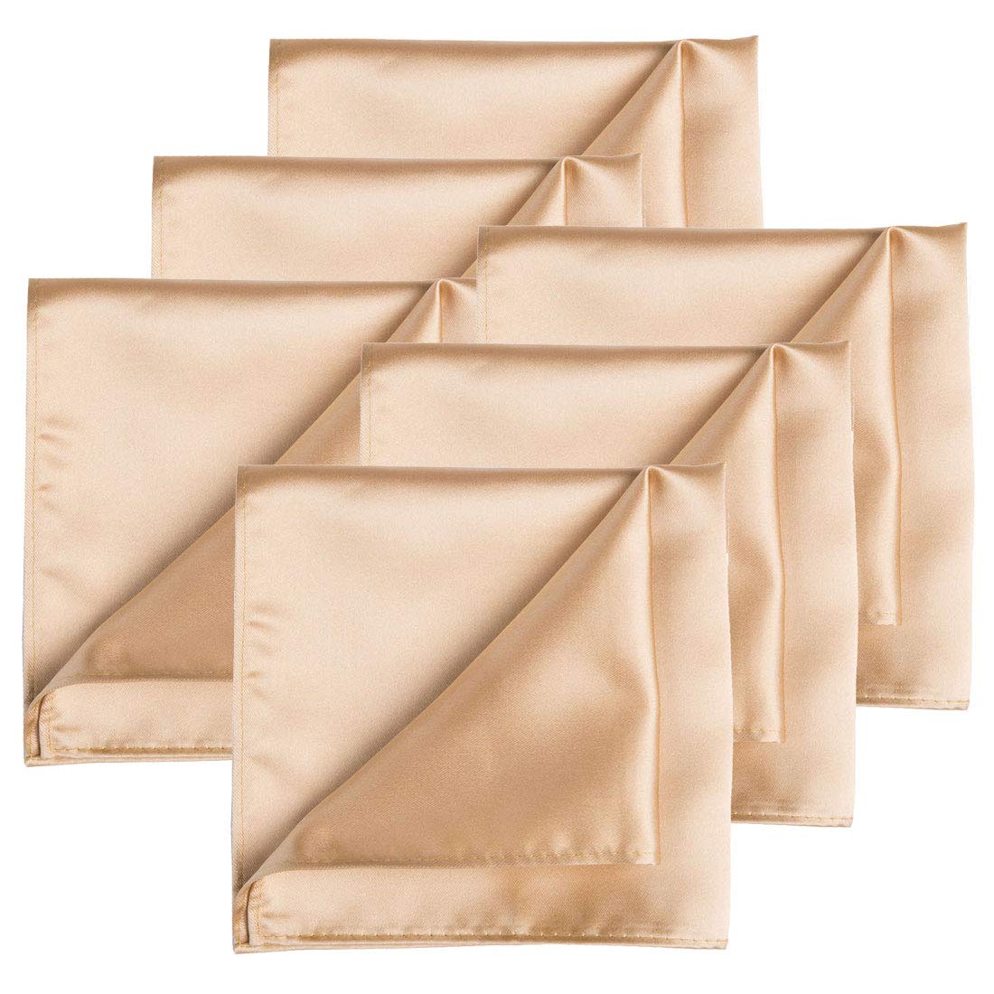 KissTies 6PCS Satin Pocket Square Plain Color Handkerchief Gift Set